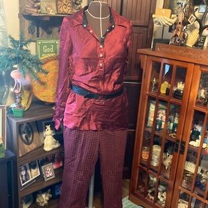 Vintage Forenza 3pc pants set top size 12 pants about 13” laid flat with elastic